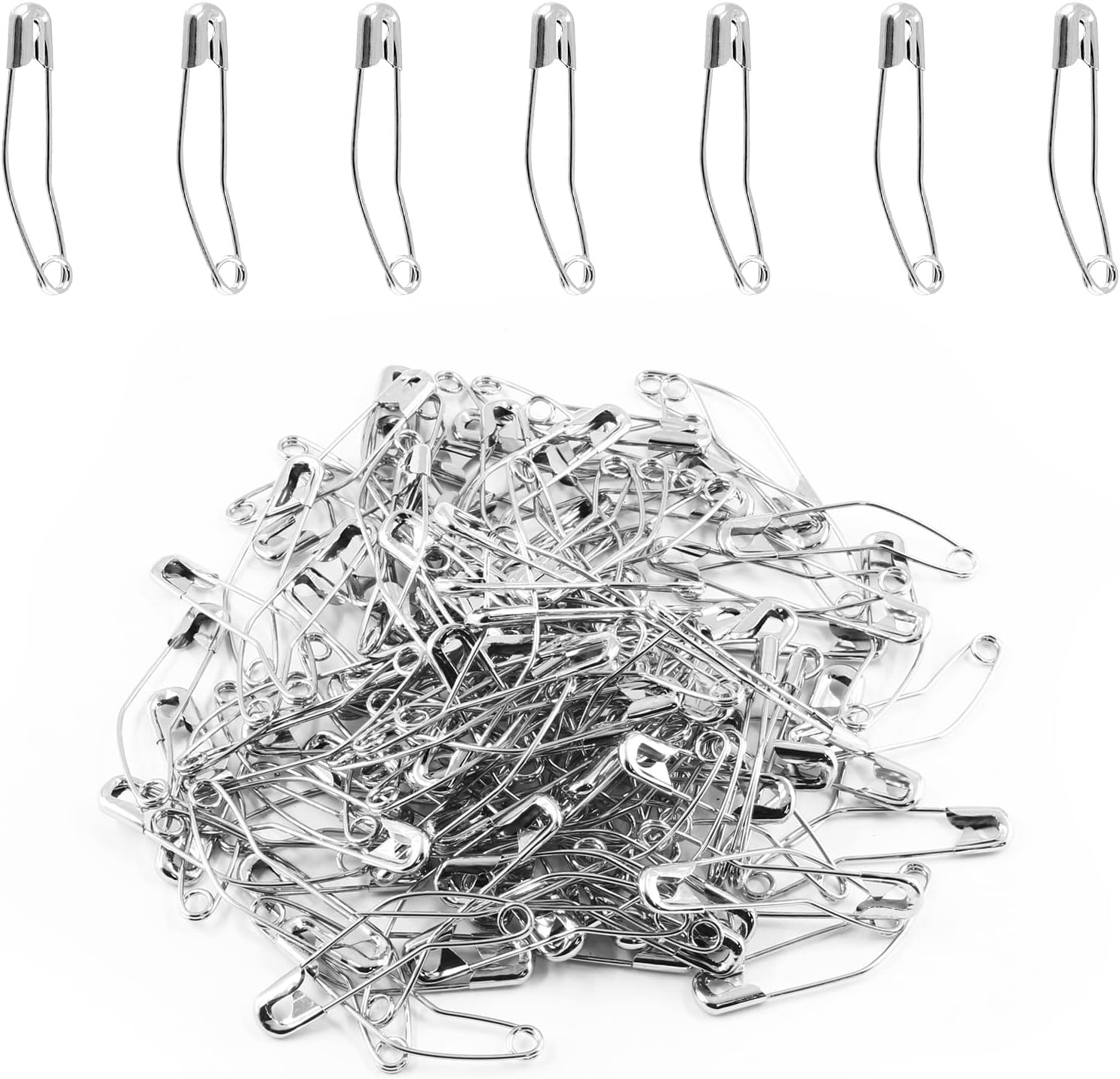 Qjaiune 100Pcs Curved Safety Pins Size 3, 2" / 50mm
