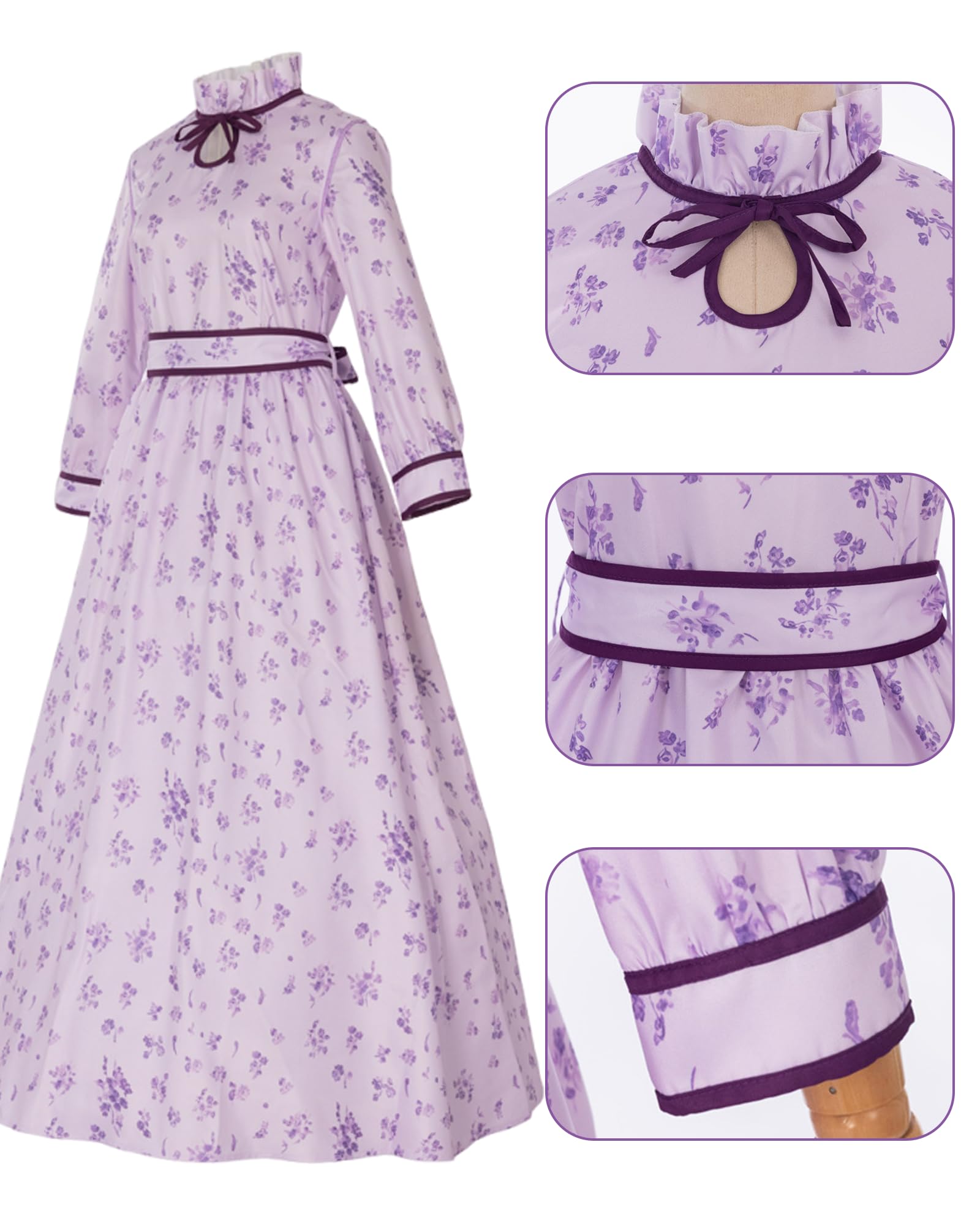 NSPSTT Costume Cosplay: abito floreale viola