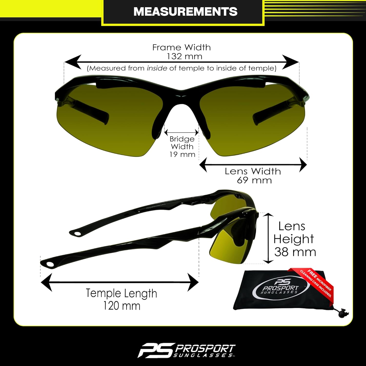 proSPORT Sunglasses Pickleball Golf Tennis Sport Men Women HD G-15 Lens Adjustable Nose Piece Polycarbonate Wrap UV400