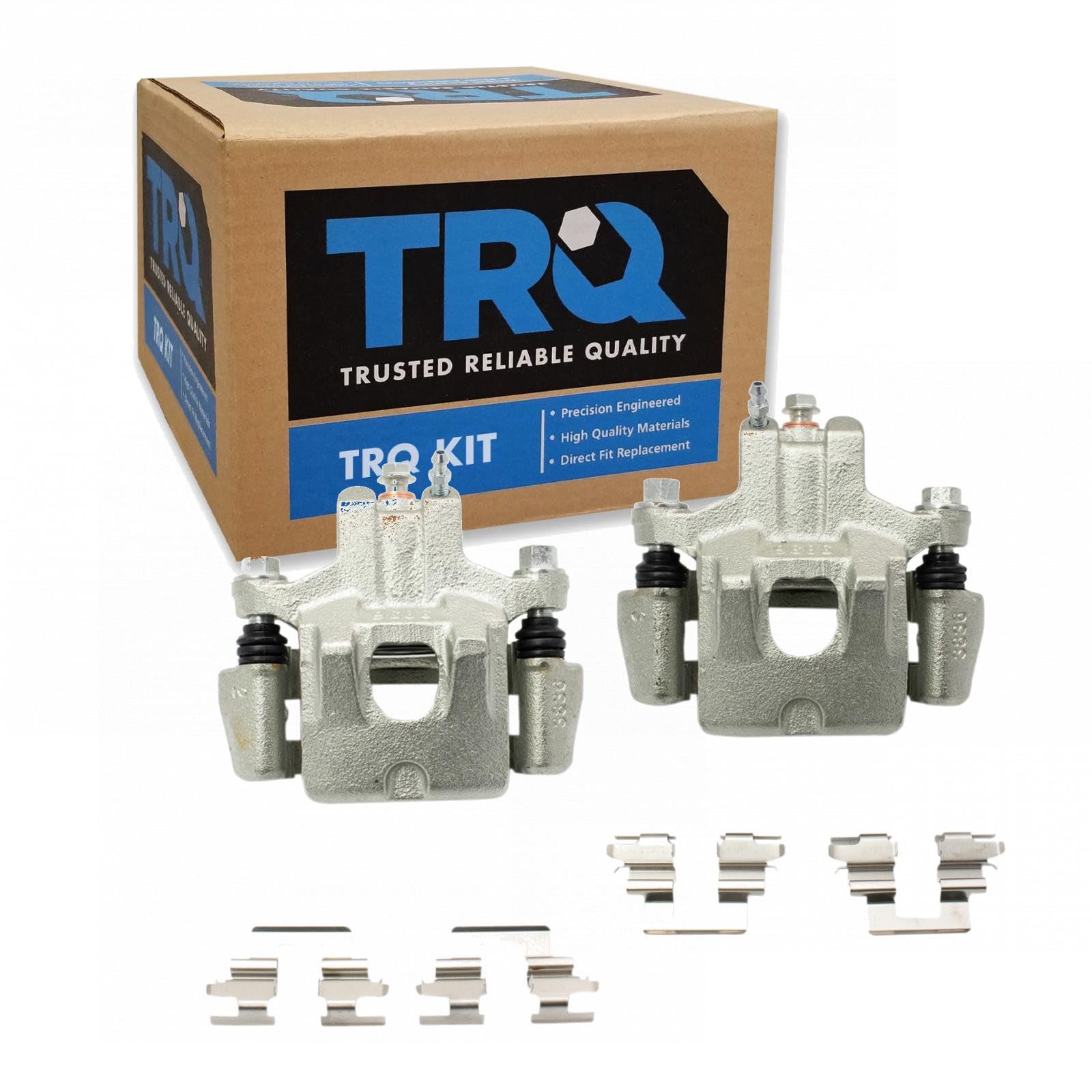 TRQ Rear Driver and Passenger Side Brake Caliper Set Caliper Brackets