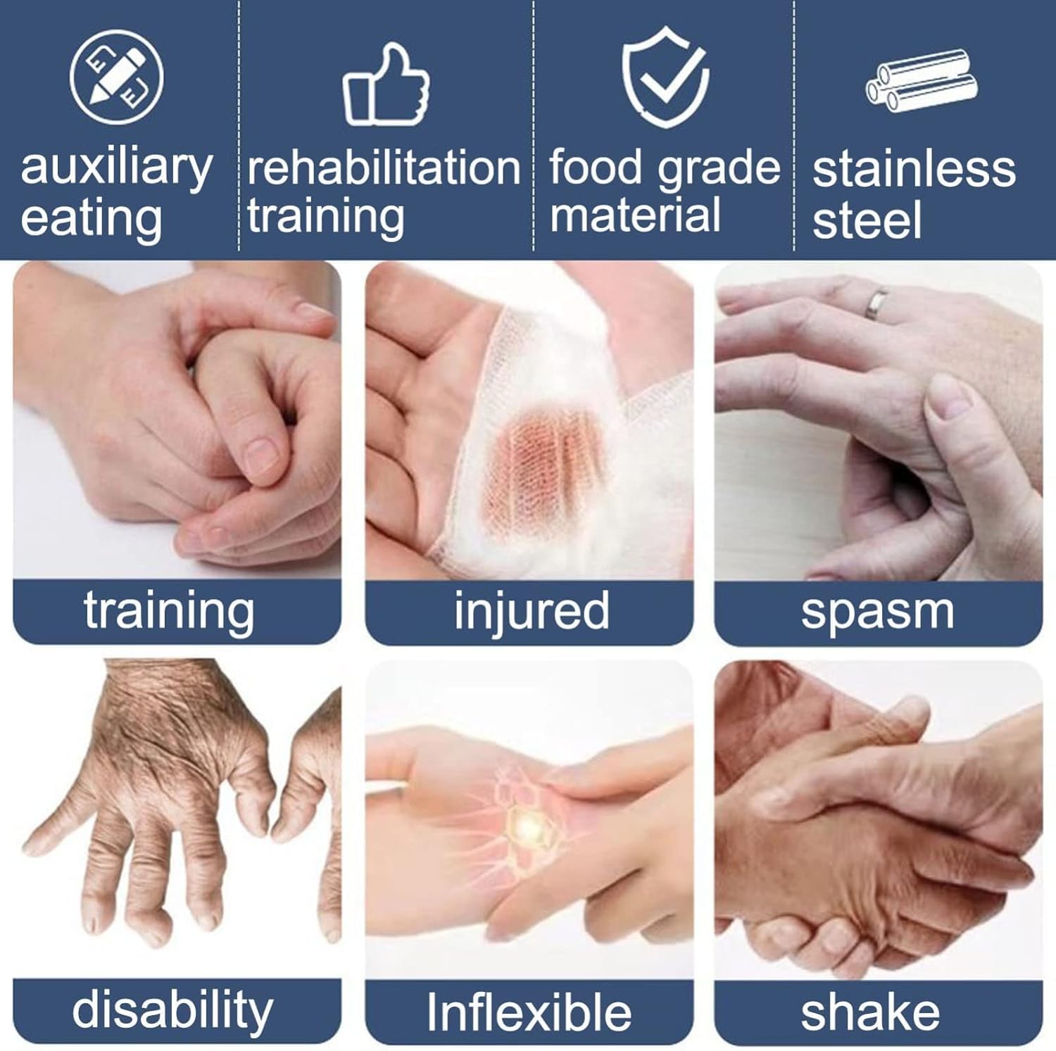 Juego de ayudas alimentarias adaptativas, cuchara y tenedor de fácil agarre con asas antideslizantes, cubiertos flexibles flexibles para ancianos, Parkinson, soporte para la artritis