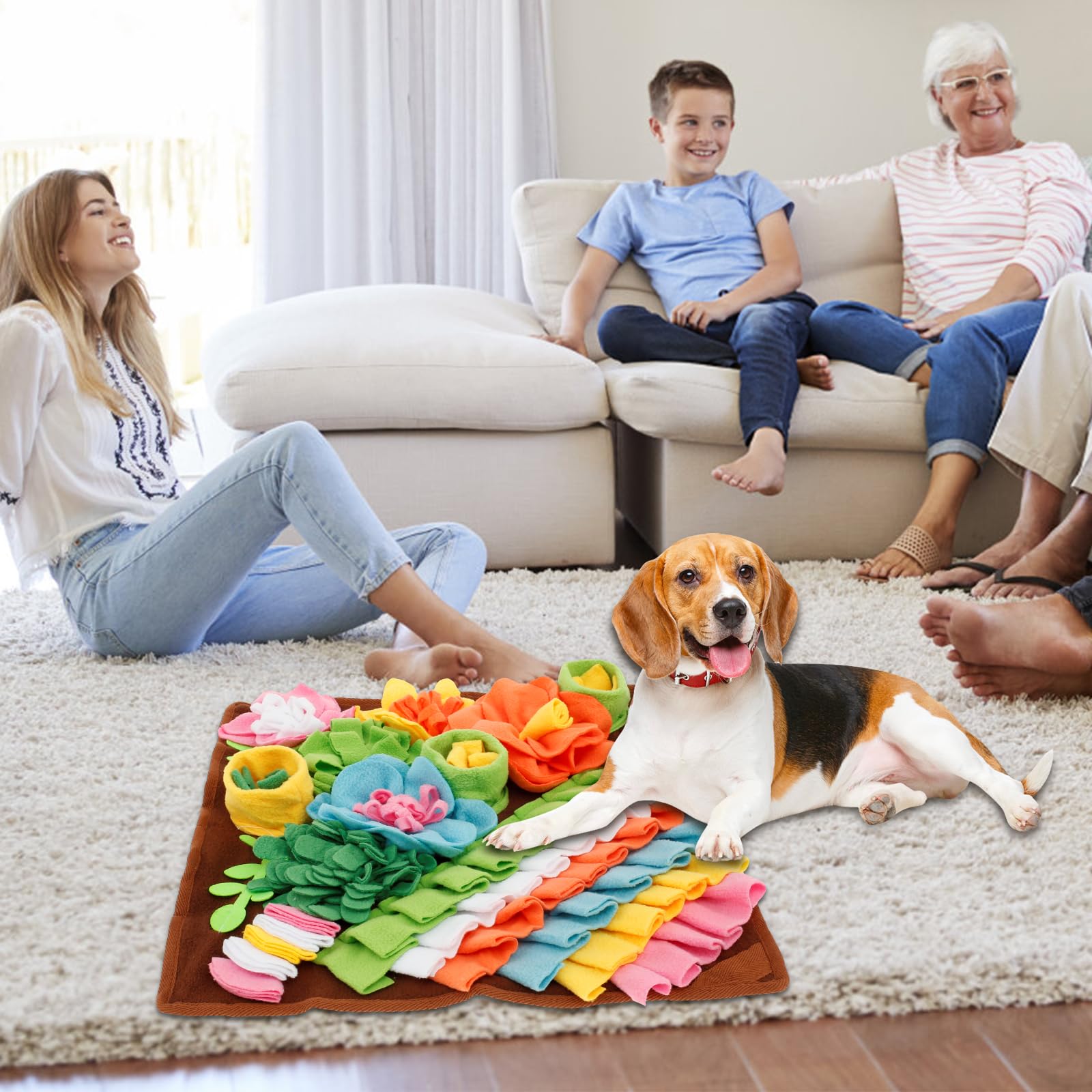 ZJRDYYK Snuffle Mat for Dogs, Interactive Sniff Dog Toys Mat, Flower Pet Snuffle Mat for Dogs Cats and Rabbits, Sniff Mat for Dogs Slow Eating and Treats Mind, Machine Washable