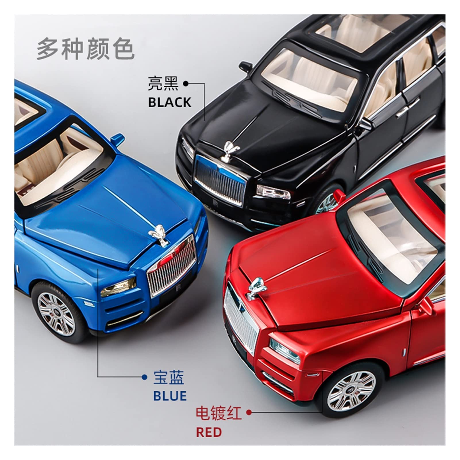 Veicoli a Motore in Scala 1/24 per Rolls Royce Cullinan SUV Simulazione Modello di Auto in Lega Pressofuso Tirare Indietro Veicoli Regali Modello di Auto Replica(Black)