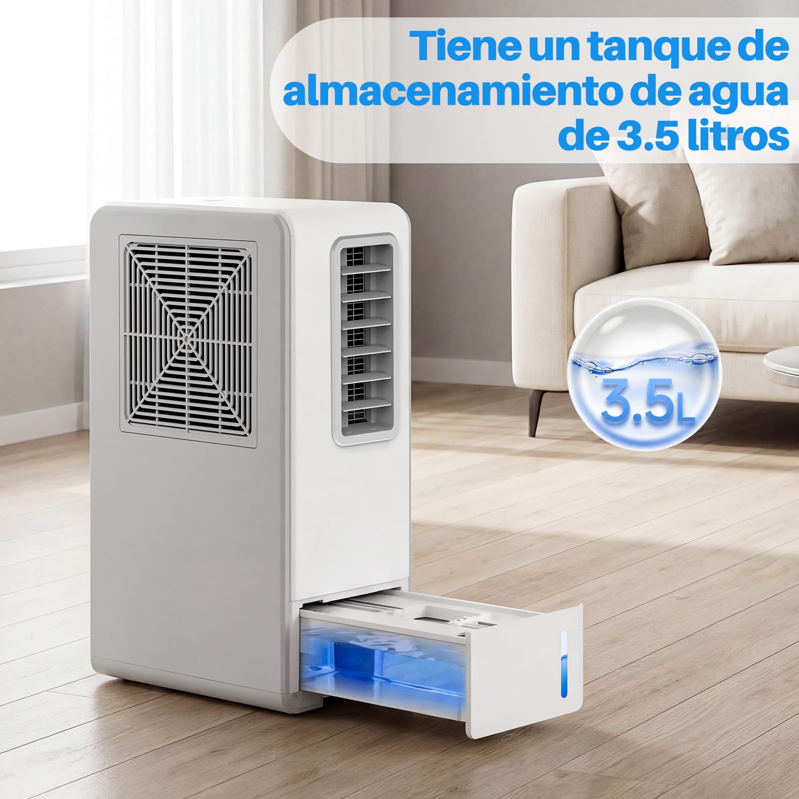OKYUK Climatiseur Mobile, 200 W à économie d'énergie, réfrigérant écologique R290, 3 en 1 : climatiseur, déshumidificateur, ventilateur, ventilation, avec tuyau d'évacuation. (Blanc)