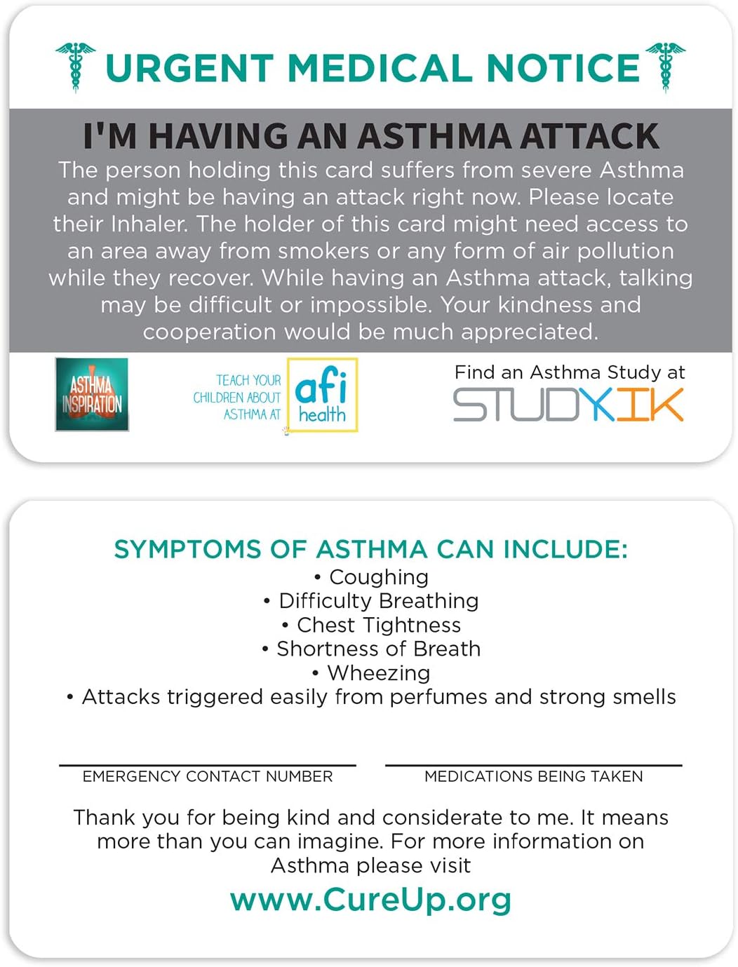 Asthma Assistance Card 3 pcs Health & Household