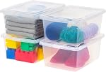 IRIS Storage Bins with Lids, 5.7 L Plastic Storage Containers, Stackable Nestable Organizing Boxes – 20 Pack, Clear