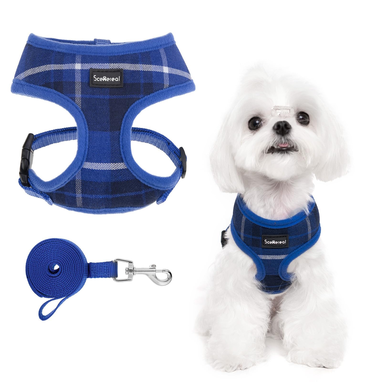 SCENEREAL Puppy Dog Harness with Leash Set for Small Medium Sized Dogs Soft Mesh Step in Pet Harnesses and Leash