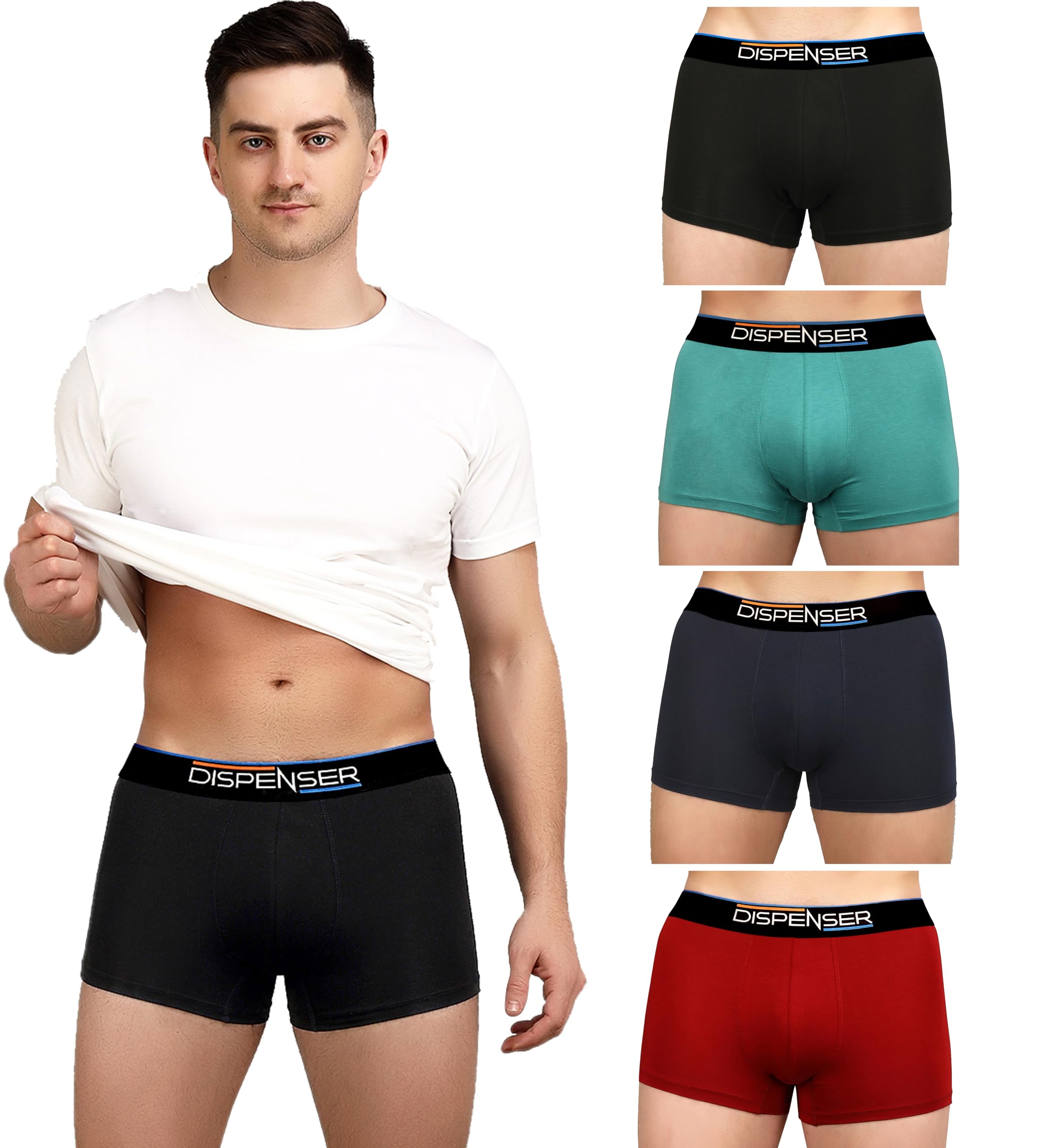 DISPENSER Men's Underwear||Modal Trunk ||Solid Boxer || Shorts Pack of 5