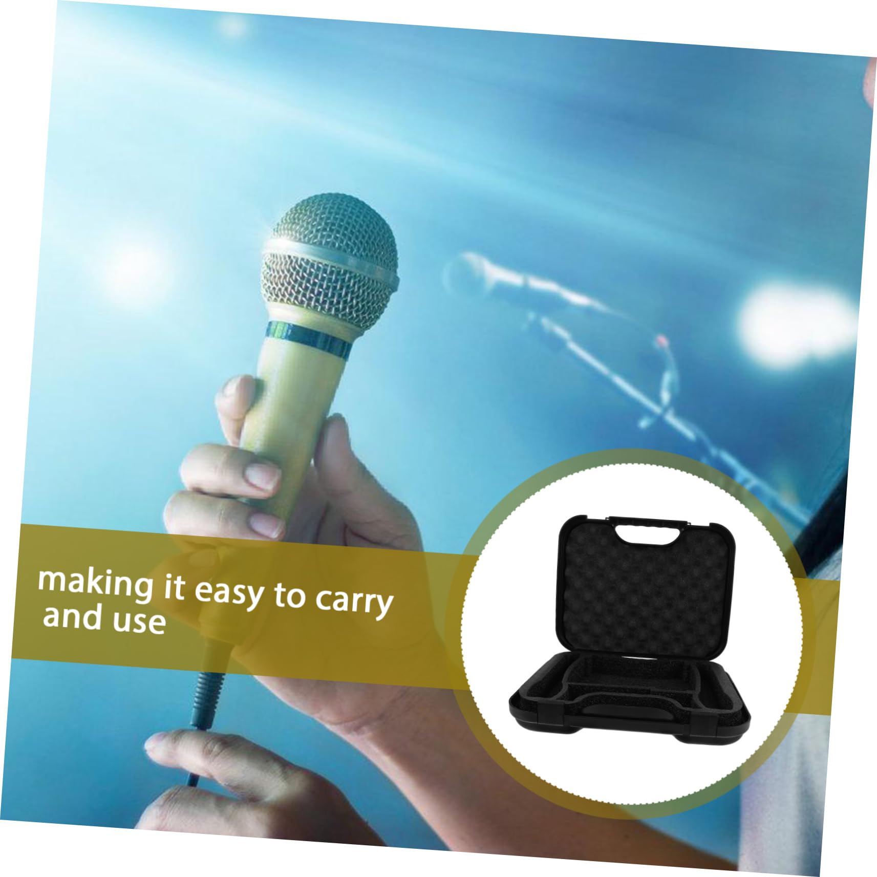 Estuche para Micrófono de Condensador con Gran Capacidad, Diseño Portátil y Resistente al Agua para Grabación y Equipo de Podcast en Color Negro