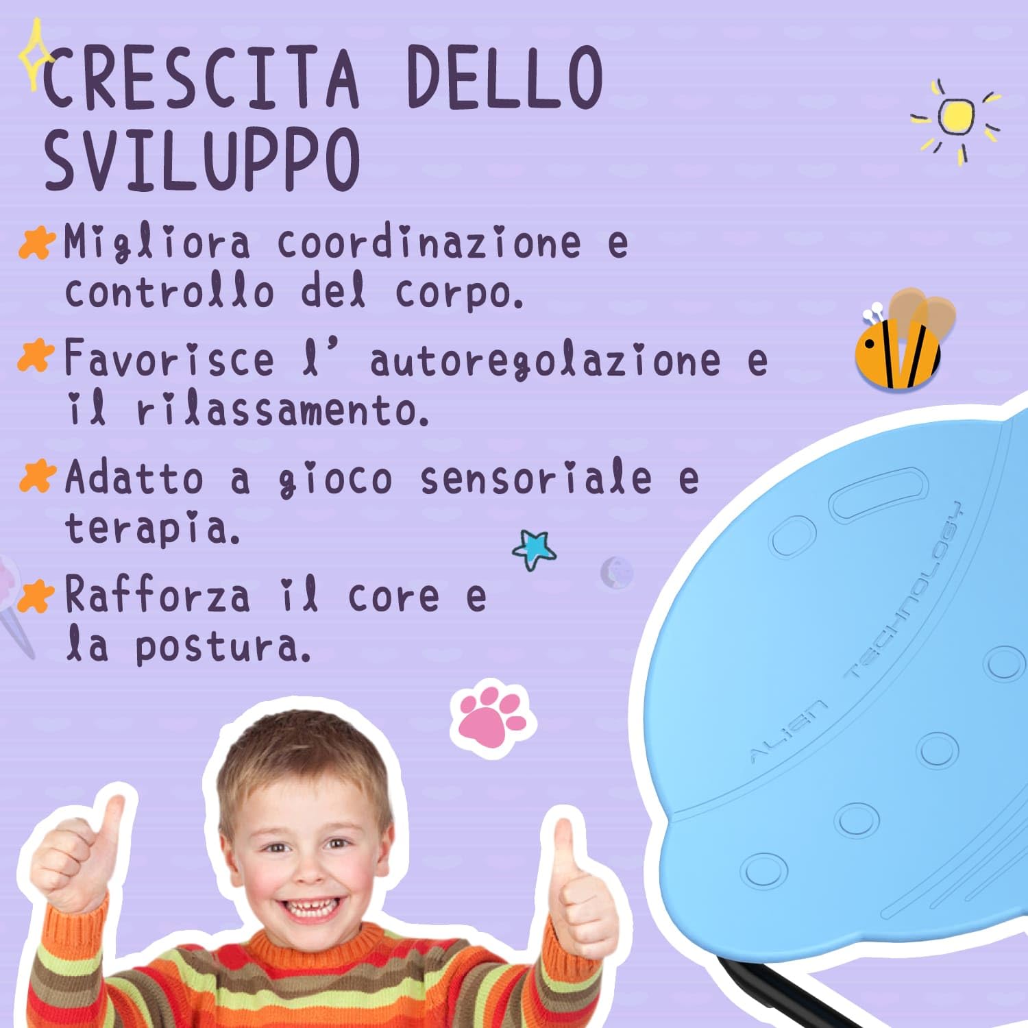Sedia Girevole Bambini, Attrezzatura Sensoriale per Autismo, Seduta Girevole a 360° per Allenamento a Equilibrio e Coordinazione, Sicura e Robusta per Bambini con ADHD