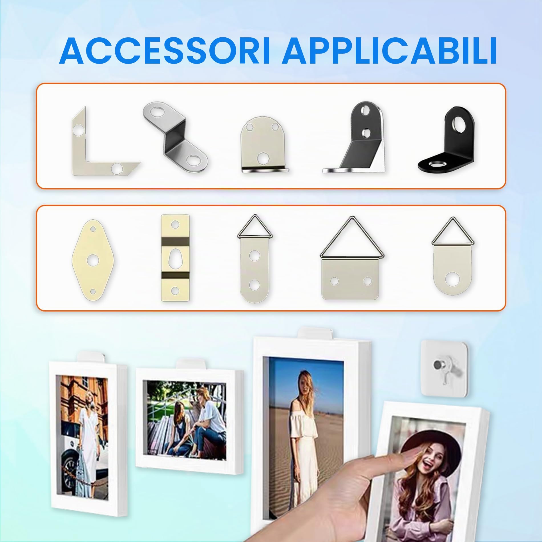 UBRAVE 10 Pezzi Appendi Quadri Senza Chiodi Ganci, Ganci Adesivi Per Quadri Muro, Ganci Autoadesivi Per Quadri Trasparenti,No Foratura, Per Orologio, Foto, Pittura (6 * 6 CM)