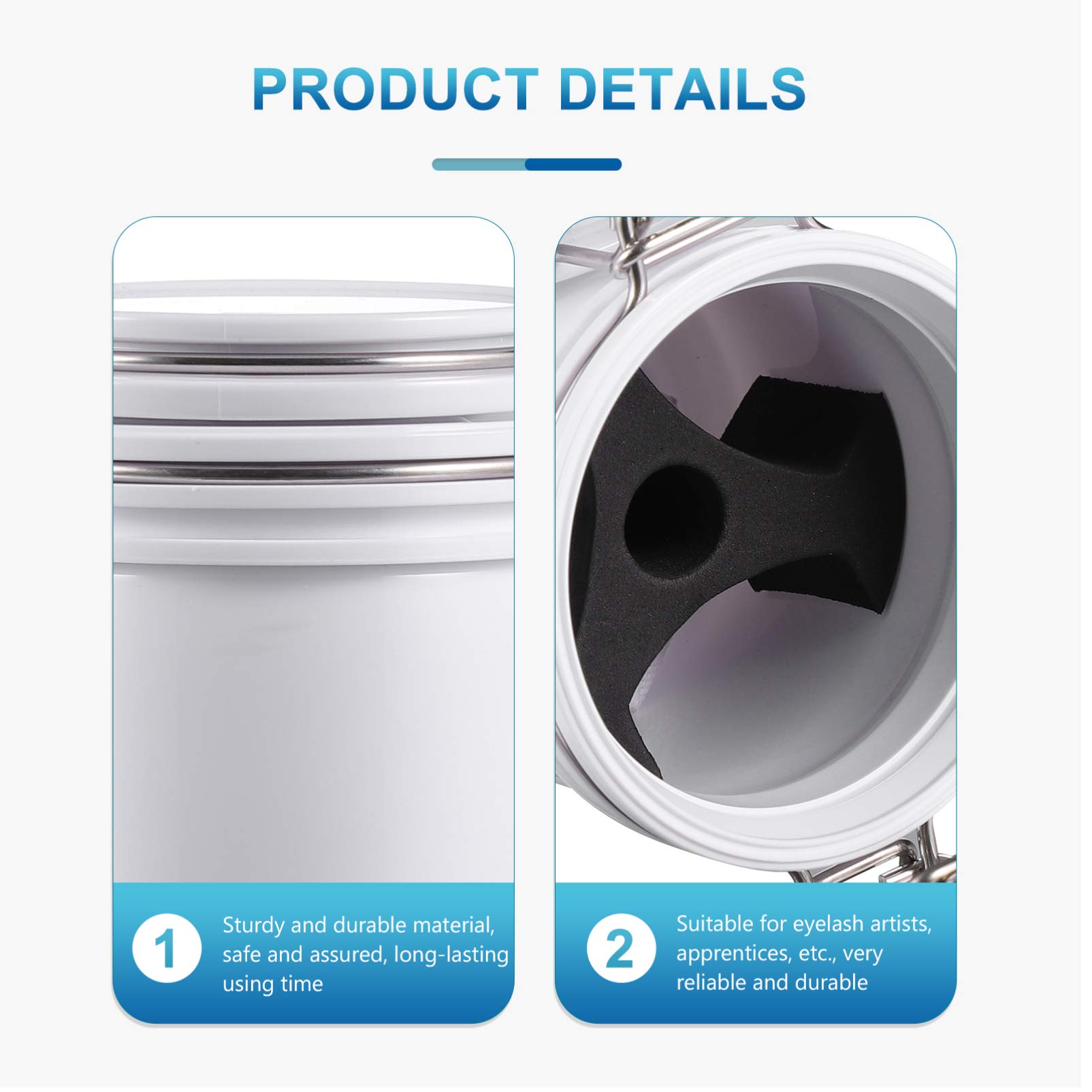 3Pcs Eyelash Storage Box Lashes Extension Jar Sealed Container Leak- Proof Organizers for Grafting Eyelash Supplies (White)