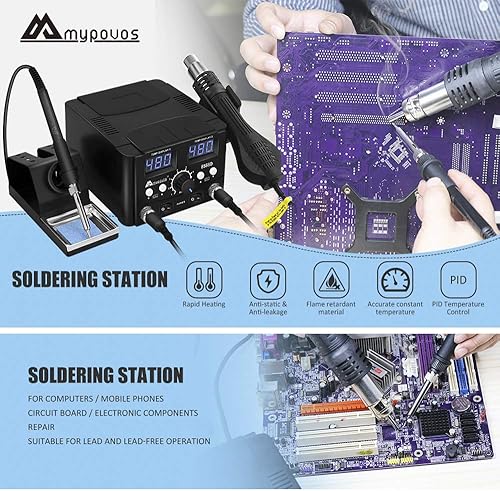 2 en 1 750 W LED Estación de soldadura digital pistola de aire caliente Estación de soldadura eléctrica para teléfono PCB IC SMD BGA soldadura SET