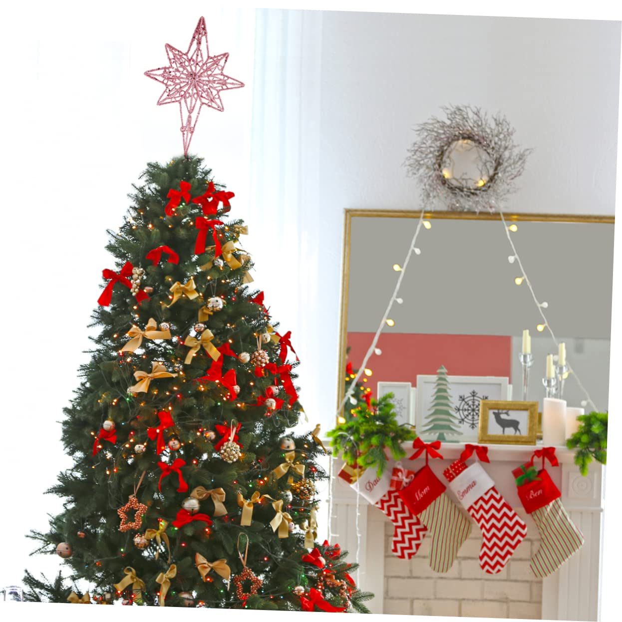 OUNONA 3stücke Anisstern Baumspitze Aus Eisen Goldene Weihnachtsbaumdeko Für Festliche Anlässe Ohne Beleuchtung Für Weihnachtsfeiern Und Tischbäume