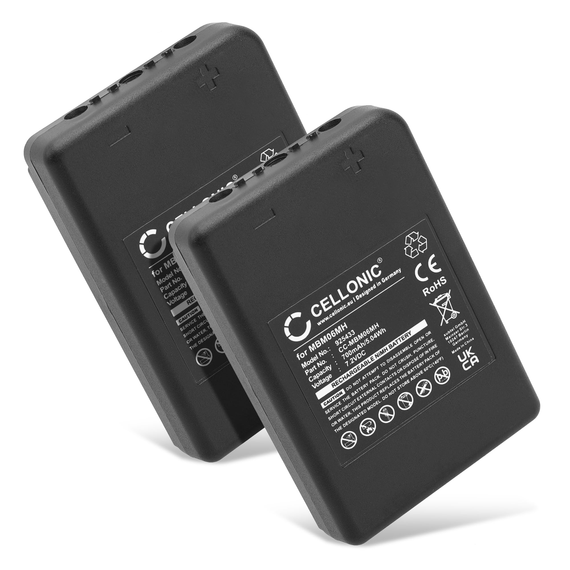 subtel 2X Batería para Control Remoto Compatible con Autec B07C TF02, E16 KTC, E16 Sirio 42, MBM06MH - (700mAh, 7.2V)