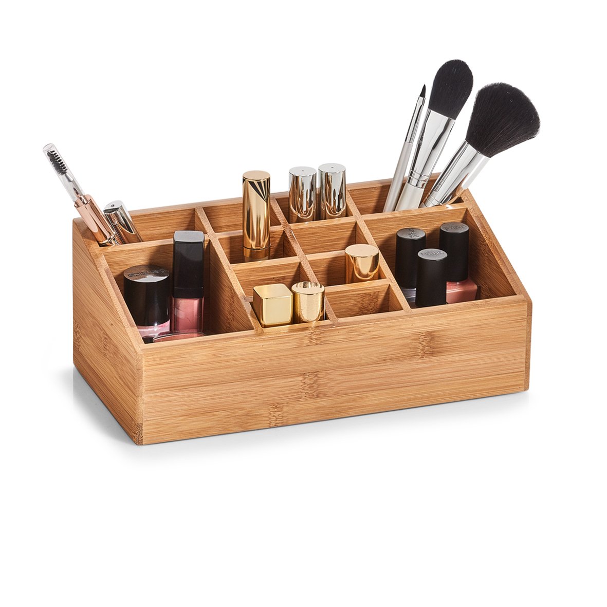Organizador Zeller (25385), Madera, Natural, Madera, Azul y Gris, 25.4 x 12 x 10 cm