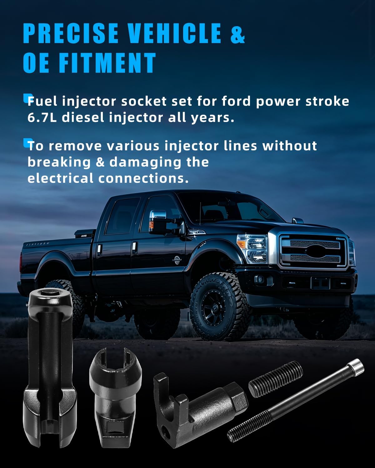 Fuel Injector Socket Set and Injector Removal Tool, 3418, Compatible with 6.7L Fo-rd Powerstroke Diesel 2011-2018 F-250 F-350 F-450 F-550