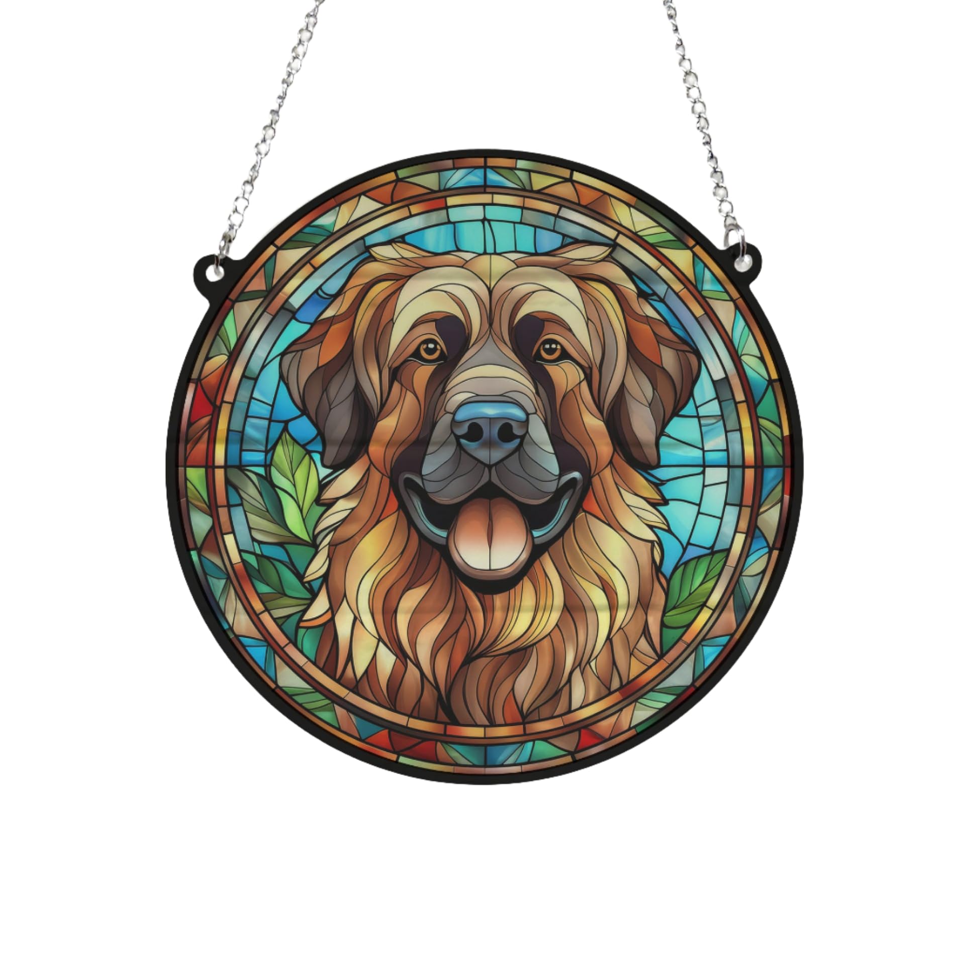 Leonberger Stained Glass Effect Suncatcher Gift for Dog Lovers - 19cm