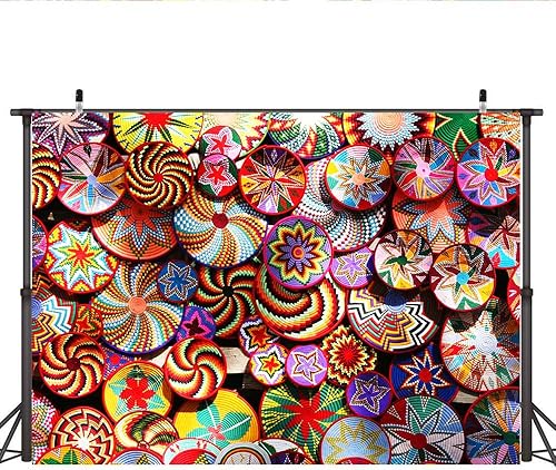 Miniatura 2 de Lofaris Cestas de Habesha hechas a mano etíope con temática etíope para fotografía de fondo de fotografía de feliz cumpleaños, baby shower,