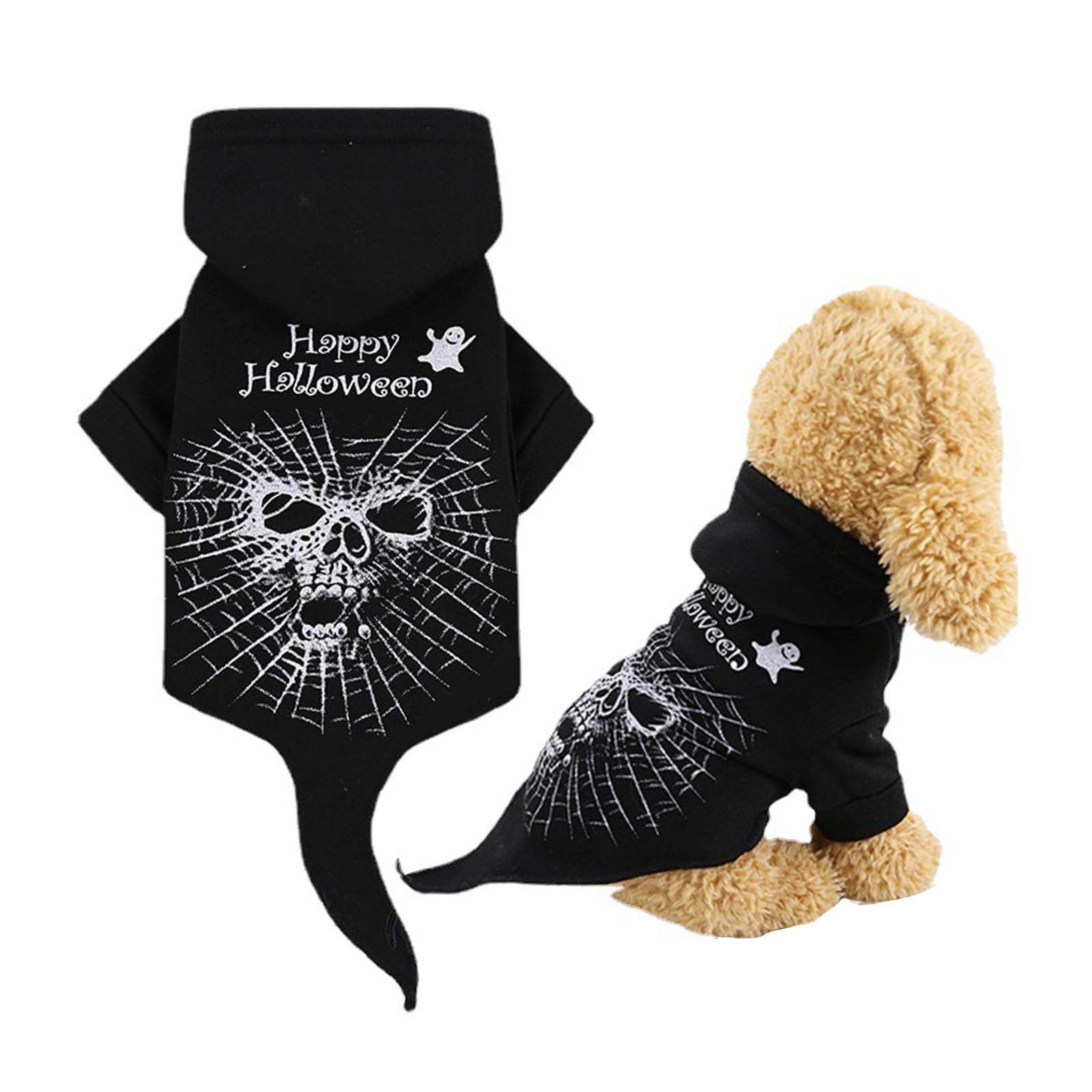 Vavious Dog Sweater Cat Funny Hoodies Pet Clothes Dog Fleece Hooded Sweatshirt Puppy Apparel Halloween Costumes Spider Black Small