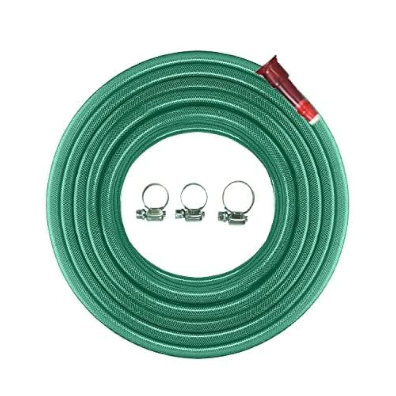 CINAGRO10m 0.5" Heavy Duty 3-Layered Braided PVC Garden Hose Pipe with Tap Adapter & 3 Clamps, Green