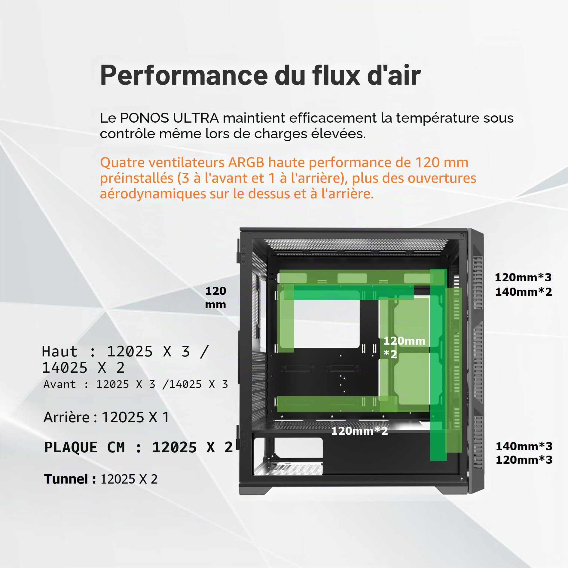 RAIJINTEK PONOS Ultra TG4 E-ATX Boîtier PC Mid Tower PC, ouverture du panneau latéral en verre trempé, pré-installé, 4 ventilateurs ARGB, noir (0R20B00225)