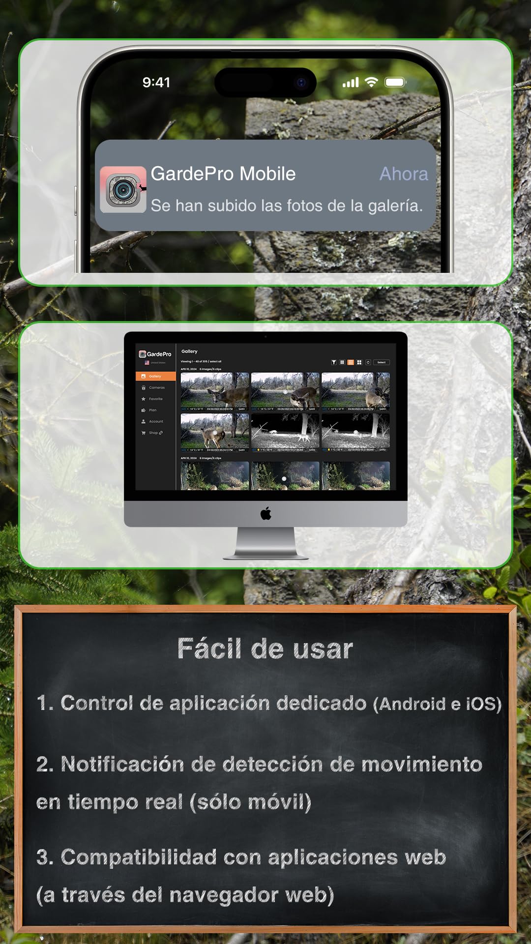 GardePro X50 Pro MAX Câmaras de Caça 4G LTE con Transmisión en Vivo, Recargable 8000mAh, Tarjeta SD Incorporada, 48MP 1296P, Camara Fototrampeo X50PLMB con Alcance de Visión Nocturna