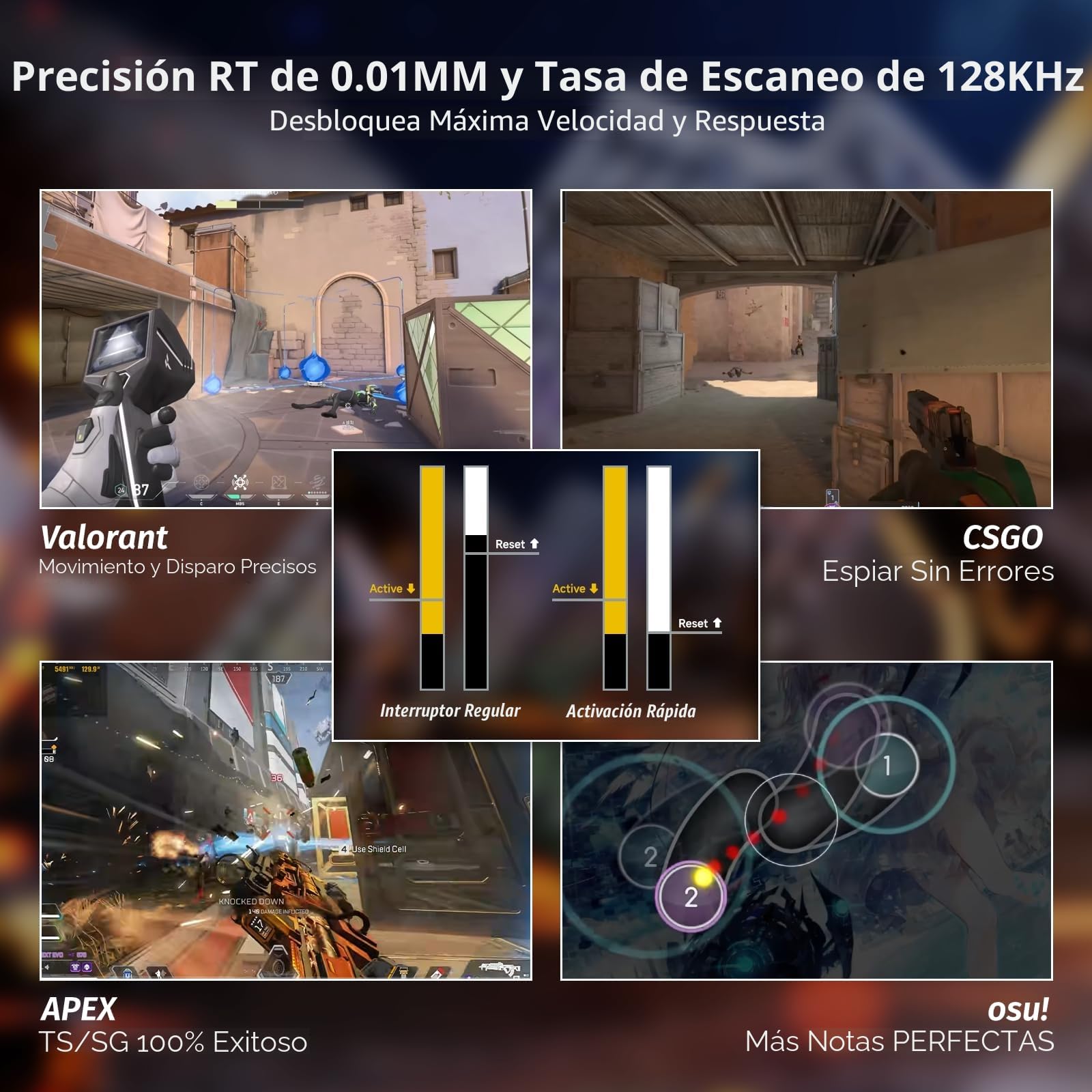 ATTACK SHARK X68 HE Teclado 8000Hz Rapid Trigger, Teclado Gaming RGB con Interruptor Magnético de 60%, Precisión RT de 0,01 mm, Actuación Ajustable, Snap Tap, para PC/Mac, Negroa