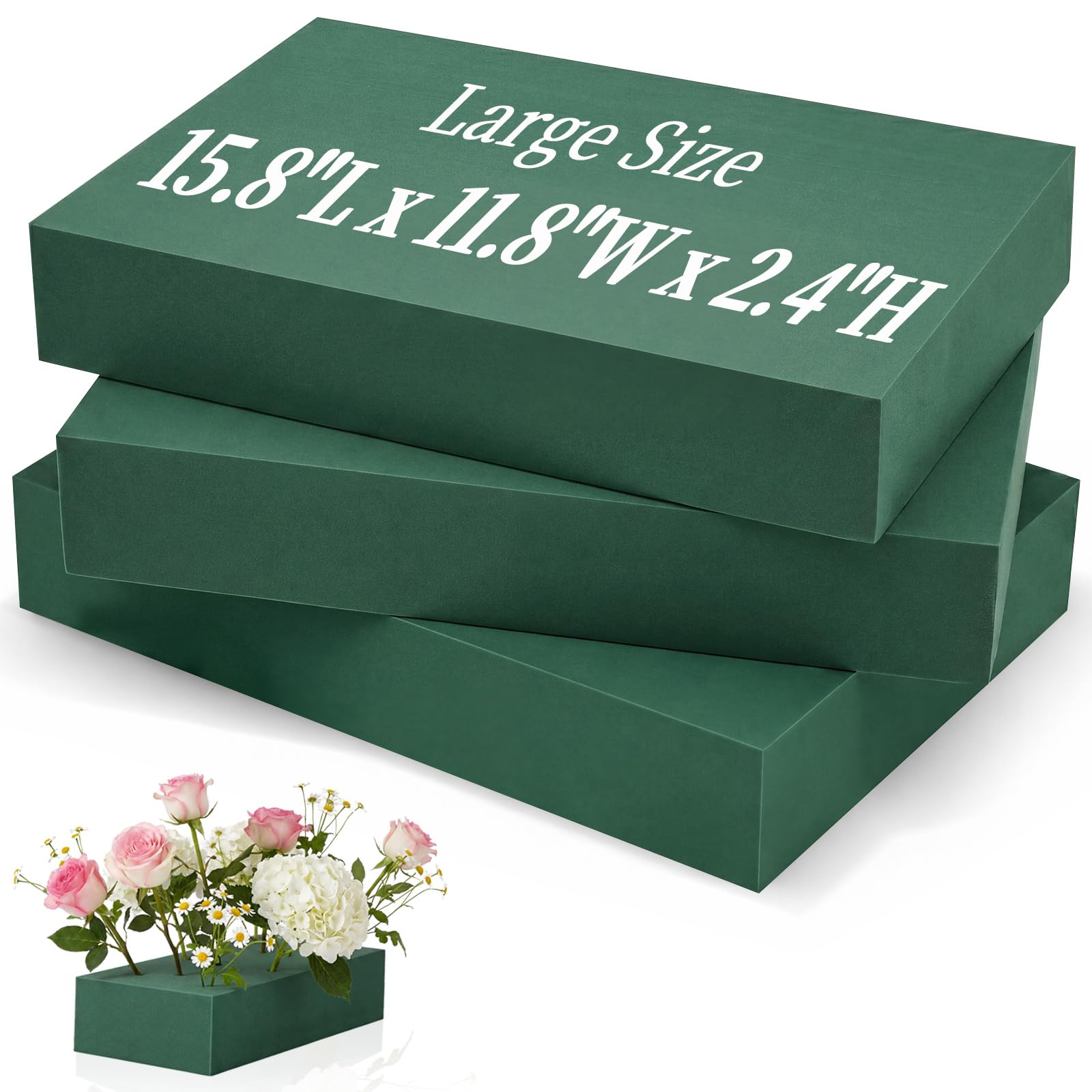 Innconee 3 Pcs 15.8"L x 11.8"w x 2.4"h Large Floral Foam Blocks Wet &amp; Dry