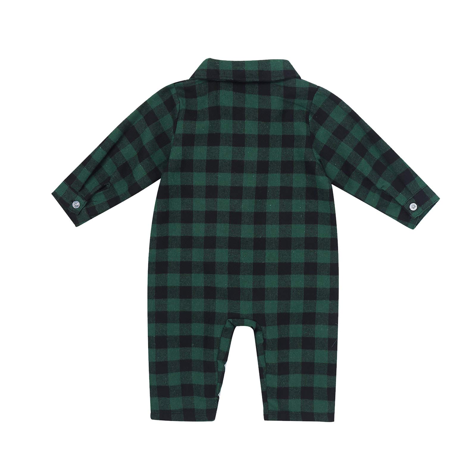 Yeahdor Infant Baby Boys Girls Plaid Shirt Romper One-Piece Long Sleeve Jumpsuit Antumn Clothing Green A 9-12 Months