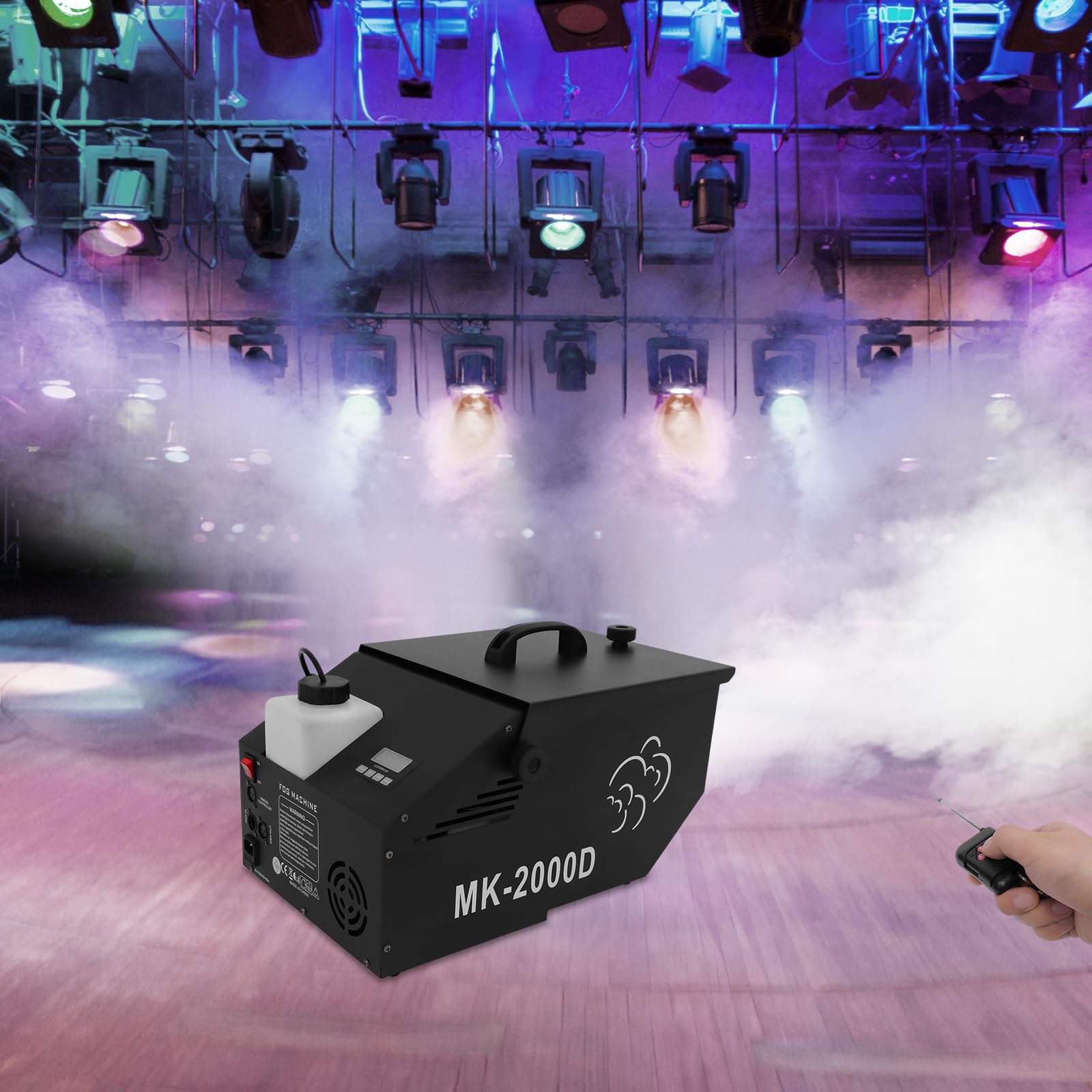 DMX - Macchina per fumo, 0,5 l, per palcoscenico, nebbia, 1200 W, con telecomando senza fili, per feste, Halloween, matrimoni, Natale, spettacoli