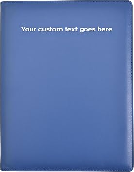 Arpan Personalised Custom Text Professional A4 Display Book, 24 Pockets, 48 Sides, Faux Leather Presentation Folder Blue
