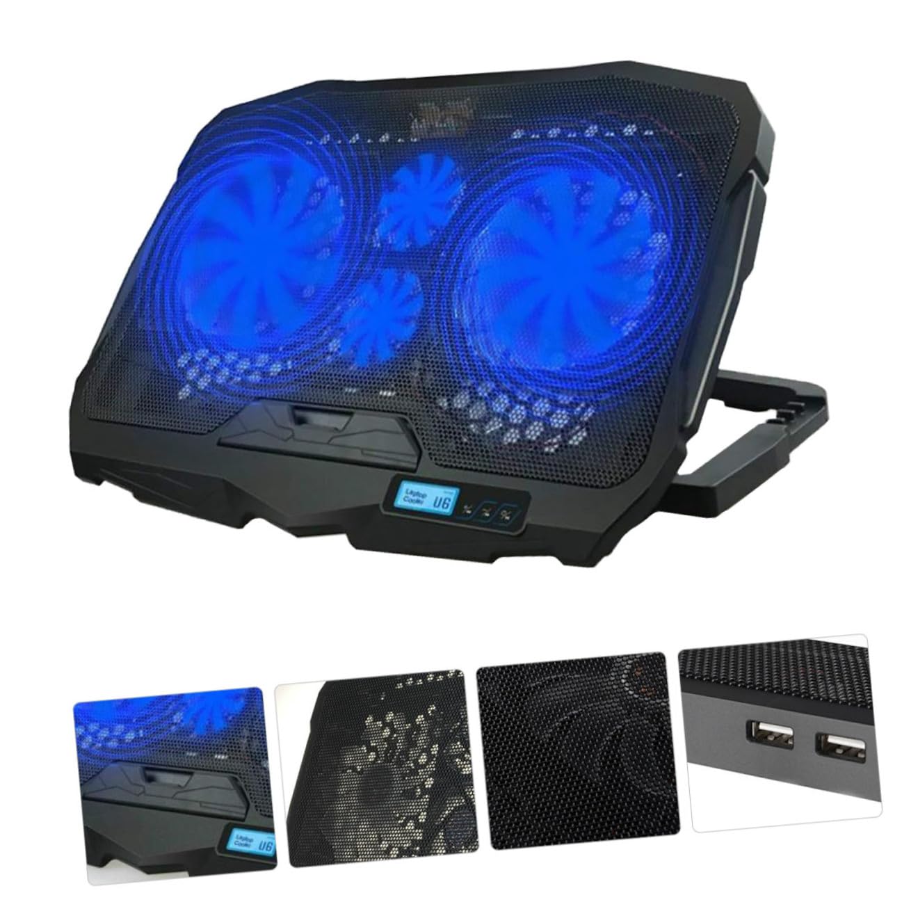 Supporto Portatile per Laptop Sistema di Raffreddamento per Notebook in Rame, Base di Raffreddamento Portatile Silenziosa 4 Ventole per Vacanze Estive