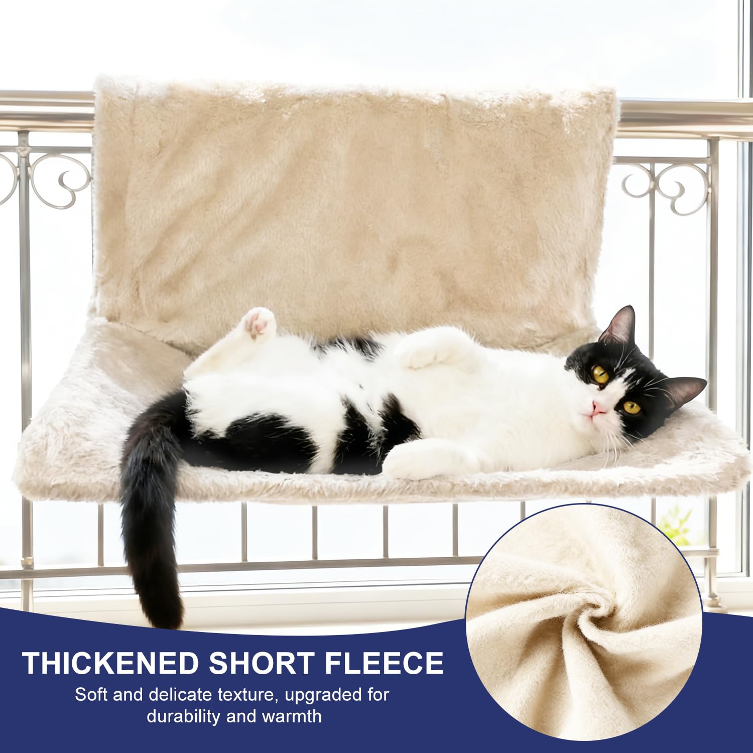 Cuccia per gatti Heizun, letto per radiatori per gatti con morbido peluche, per riscaldamento e gatti, per tutti i comuni radiatori (beige)