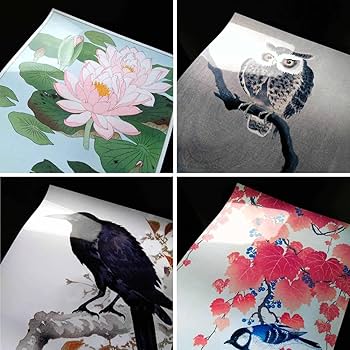 小原古邨「雄鶏と雌鶏」本物木版画 Amazon.co.jp: 小原古邨『