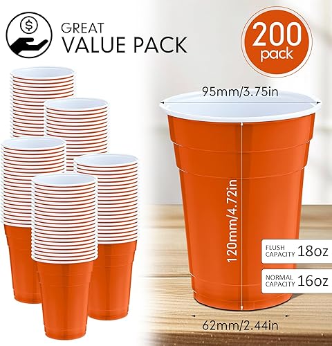 Miniatura 9 de 200 vasos desechables de plástico de 16 onzas para fiestas, vasos de plástico, vasos desechables para bebidas para fiestas de cumpleaños, Halloween,