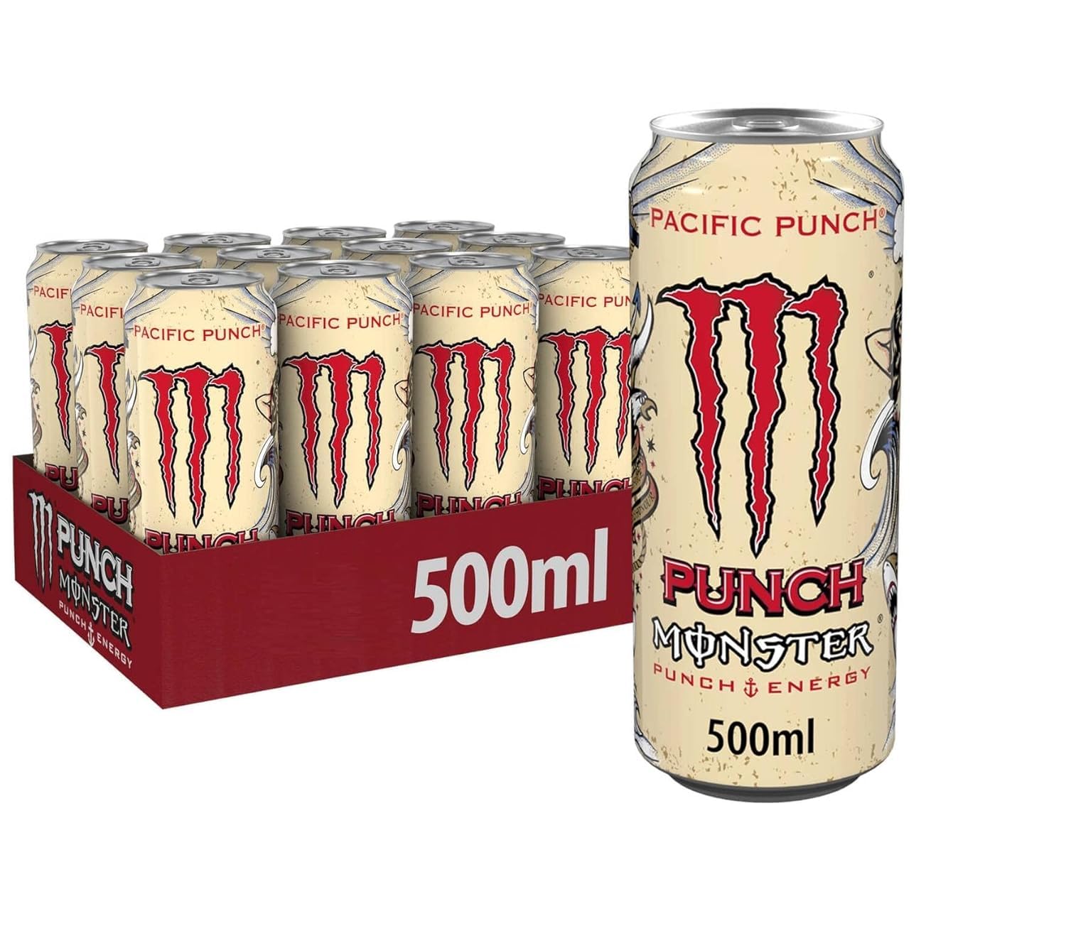Monsters Energy Drink Pacific Punch Energy Drink, 500ml, Pack of 12 (From UK)
