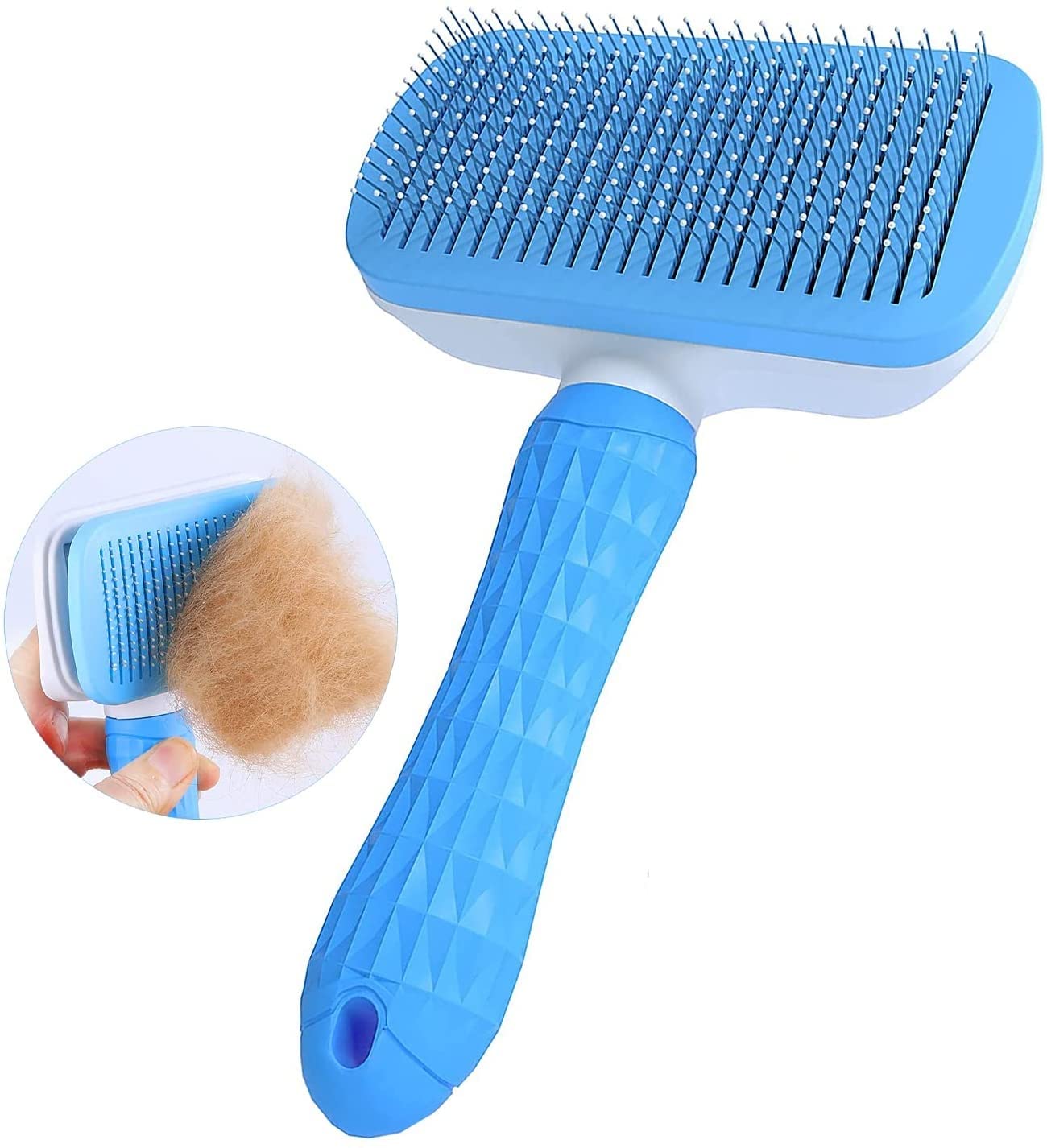 Self Cleaning Slicker Brush for Dogs and Cats,Pet Grooming Tool,Removes Undercoat,Shedding Mats and Tangled Hair,Dander,Dirt, Massages particle,Improves Circulation (B09VDWKVP8) Amazon Price History, Amazon Price Tracker