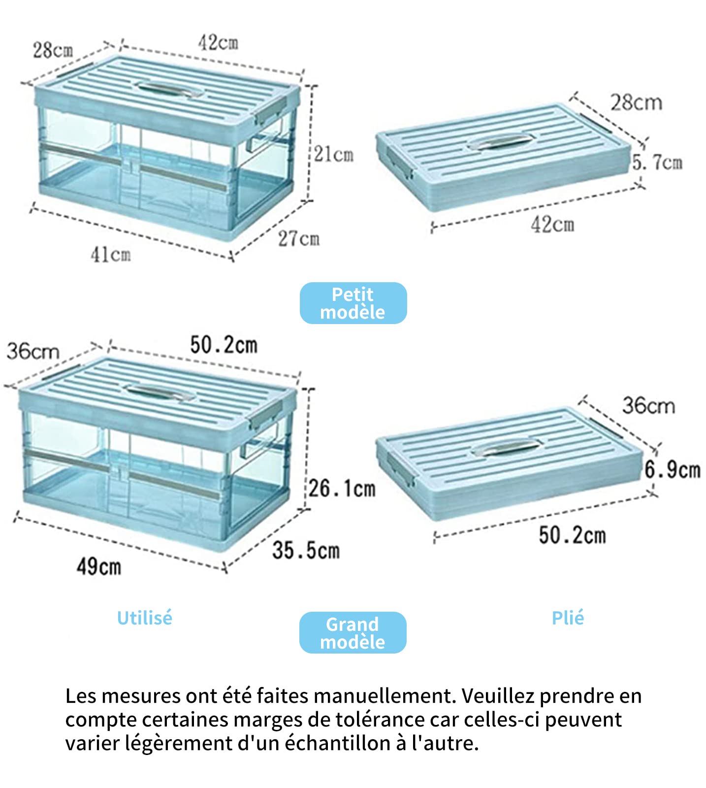 S.I.C Transparent Folding Storage Box, Plastic Storage Boxes, Organizer for Car Trunk Cabinets, Home, Desks - Image 2