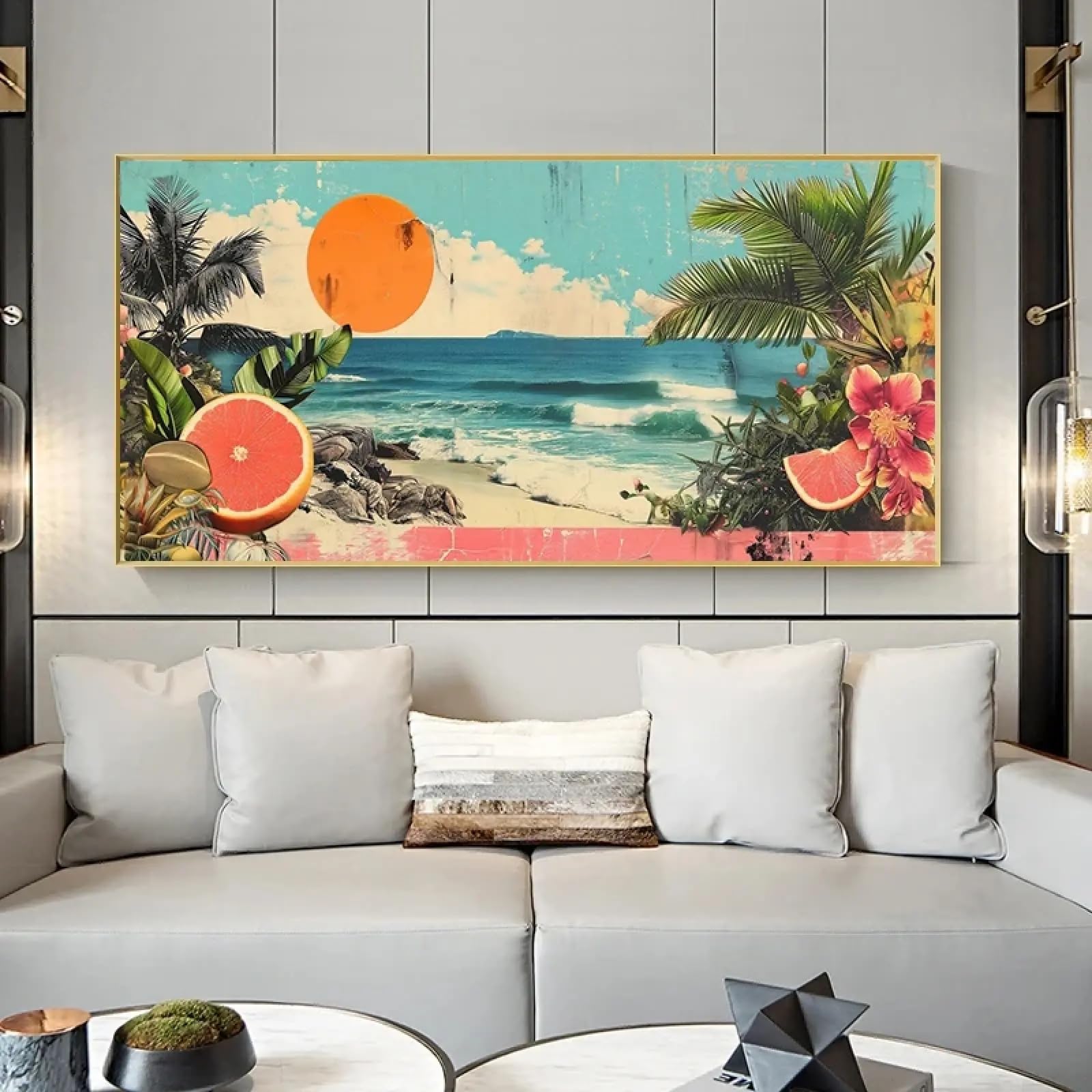 Coucher de soleil sur la mer tableau nostalgique été pour s'évader - 6