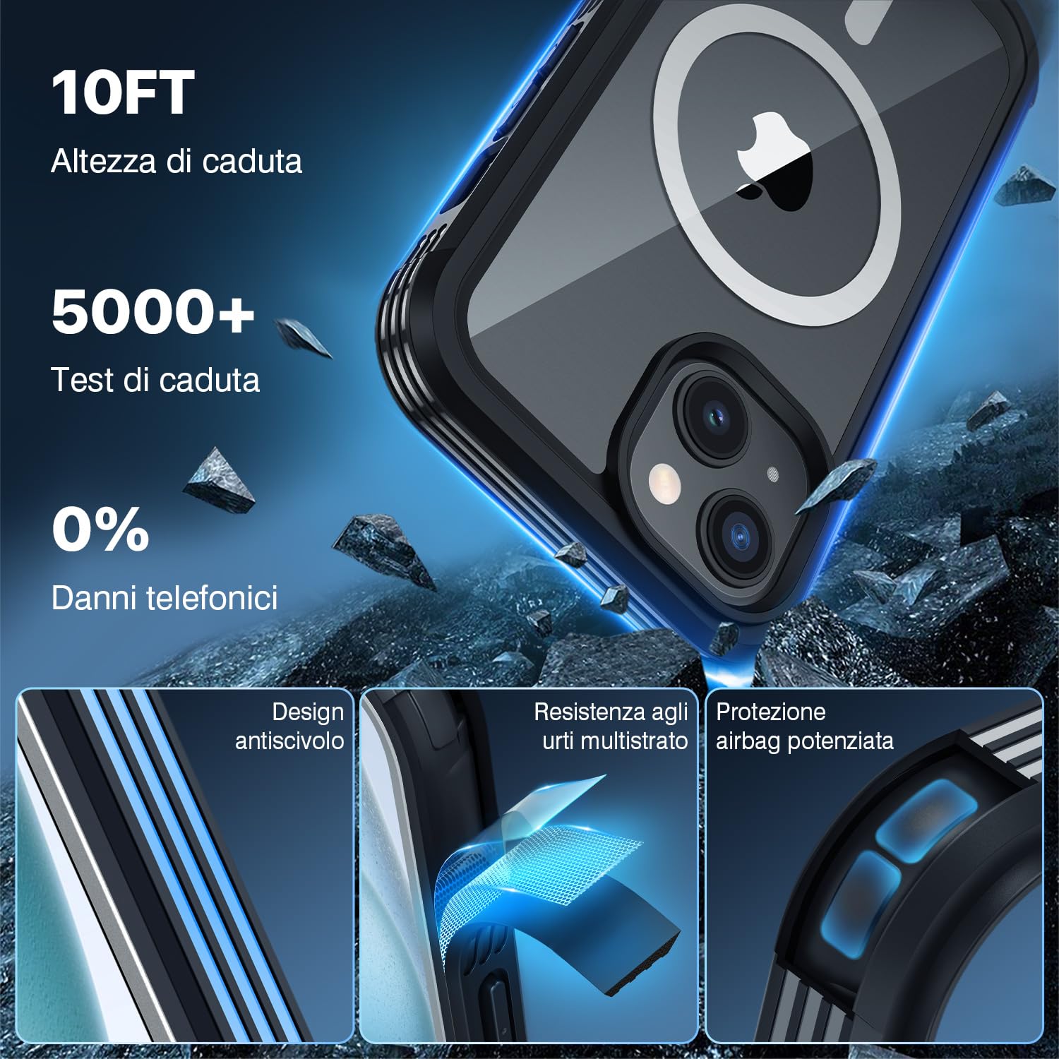 CENHUFO Cover Magnetica iPhone 15, [Compatibile con Magsafe] Integrata [9H HD] Vetro Temperato Schermo e Protezione Fotocamera, Custodia Antiurto 360 Gradi Fronte Retro Doppia Faccia Case - Nero