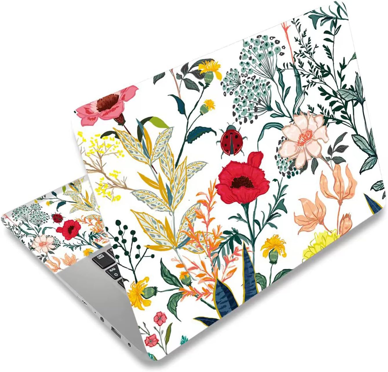 Laptop Skin Sticker Decal,12" 13" 13.3" 14" 15" 15.4" 15.6 inch Laptop Vinyl Skin Sticker Cover Art Protector Notebook PC (2 Wrist Pad Skins Included), Decorative Waterproof Removable, Summer Floral