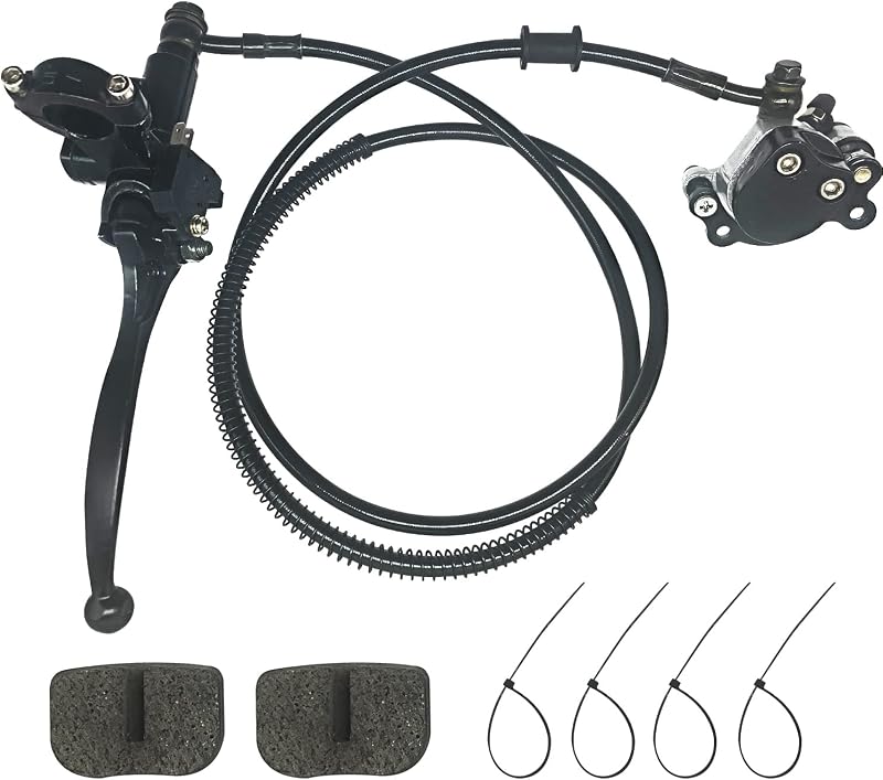 HOLATO 50 Inch Upgraded Hydraulic Brake Master Cylinder Caliper System with Brake Pads for 97cc 2.8HP Baja DoodleBug Dirt Bug DB30 Blitz Mini Bike Mini Moto On Left 7/8" Handlebars Parts (BLACK)