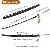 Vista 3 de Yamato - Espada Katana de acero al carbono 1095 de 41 pulgadas, espada samurái de espiga completa, juego de armas, colección de accesorios de regalo