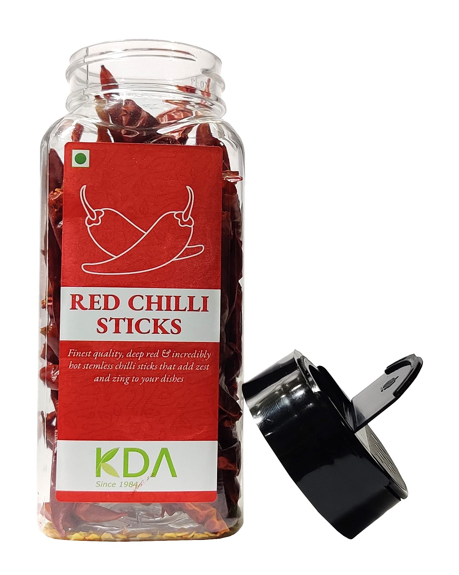 KDA Dried & Stemless Red Chilli Sticks (Sabut Lal Mirch), 100g