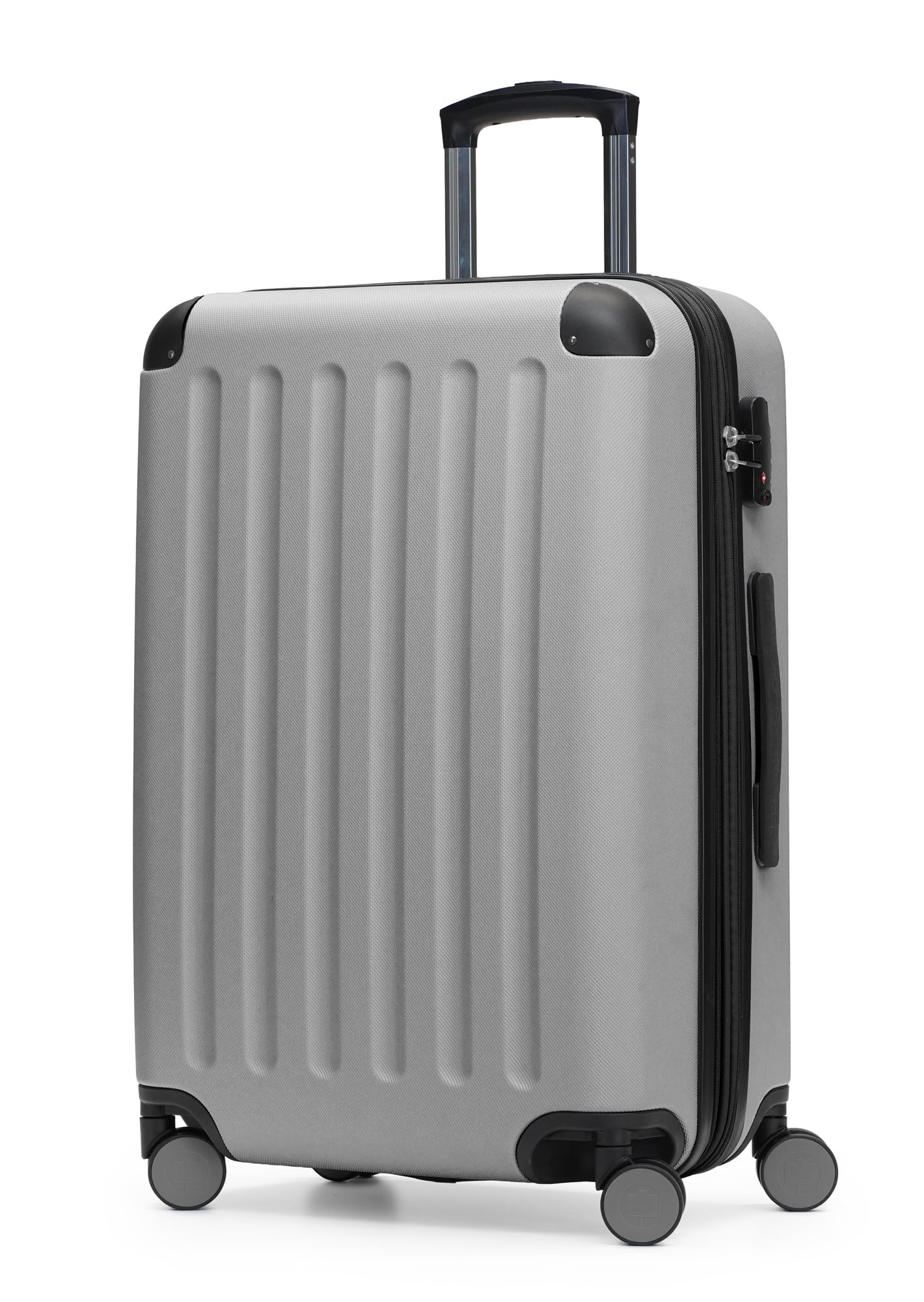 Hauptstadtkoffer Spree - średnia walizka twarda, TSA, 4 kółka, walizka, trolley, walizka na kółkach, walizka podróżna, poszerzana, 65 cm, 74 l, srebrny