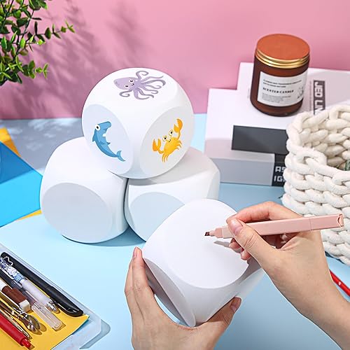 Miniatura 6 de Leyndo 4 dados de espuma EVA blanca de 3.94 pulgadas para niños, manualidades de graffiti, cubos de espuma en blanco, bloques de espuma en blanco