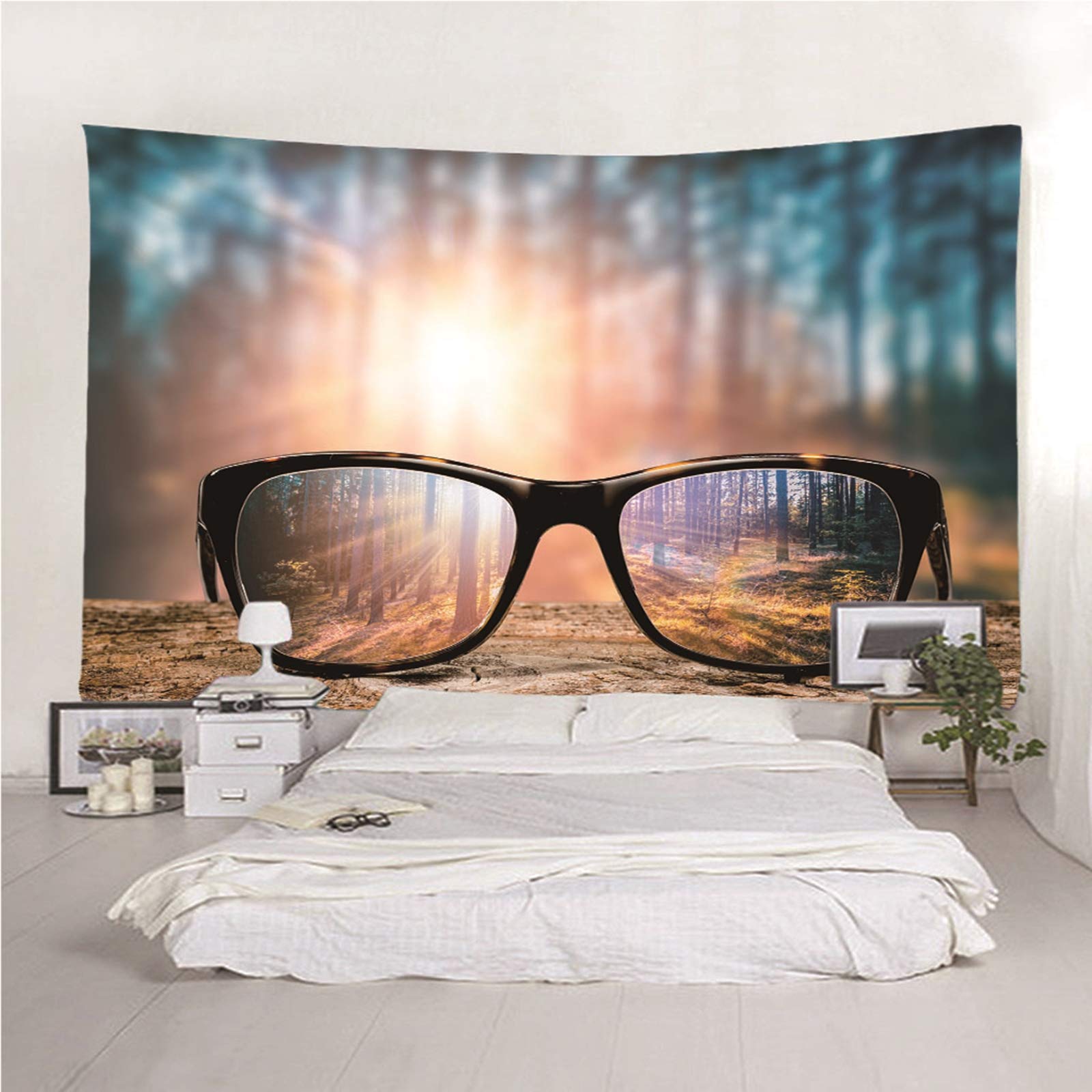 Beydodo Dywan ścienny skandynawski 200 x 200 cm gobelin zasłona okulary przeciwsłoneczne i las ozdoba na ścianę salon