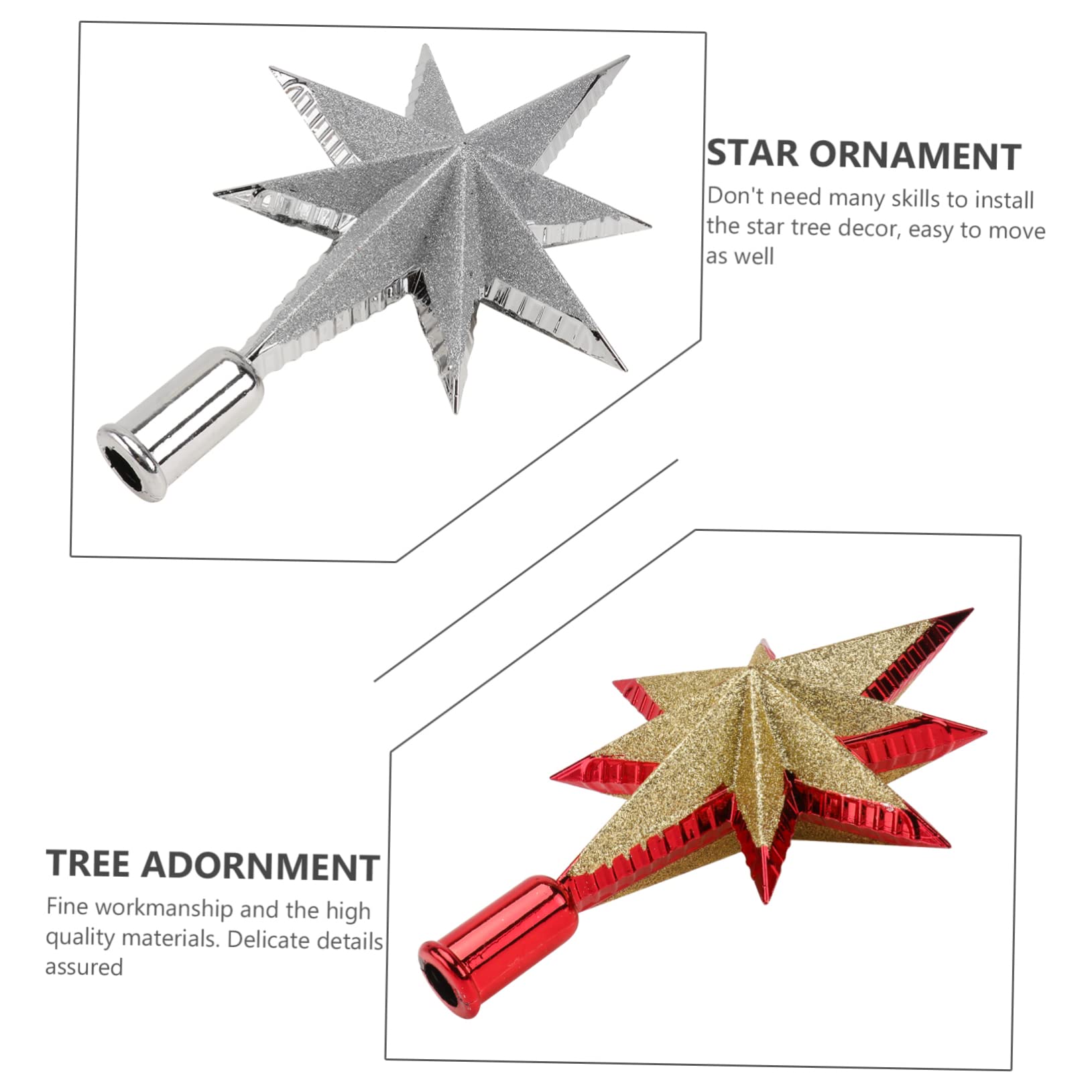 PRETYZOOM 2 Juegos Estrella Octogonal Tridimensional Árbol Navidad Ligero Christmas Tree Star Christmas Tree Decorations Decoración Adorno De Estrella Adorno De Arbol 2 Piezas * 2