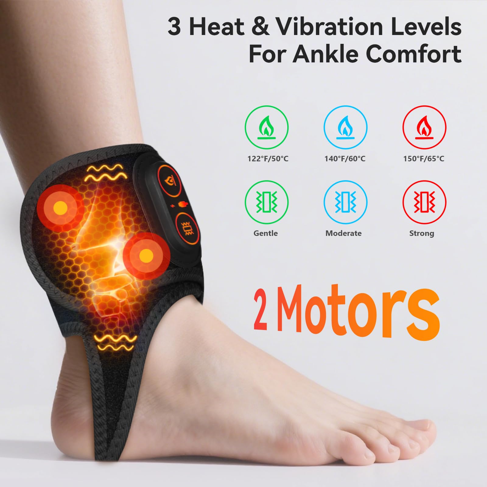 Yabuu Tobillera inalámbrica para masaje que alivia el dolor de tobillo con batería de 3000 mAh, almohadilla térmica de tobillo para tensión de ligamentos, tendinitis de Aquiles, cuidado de las